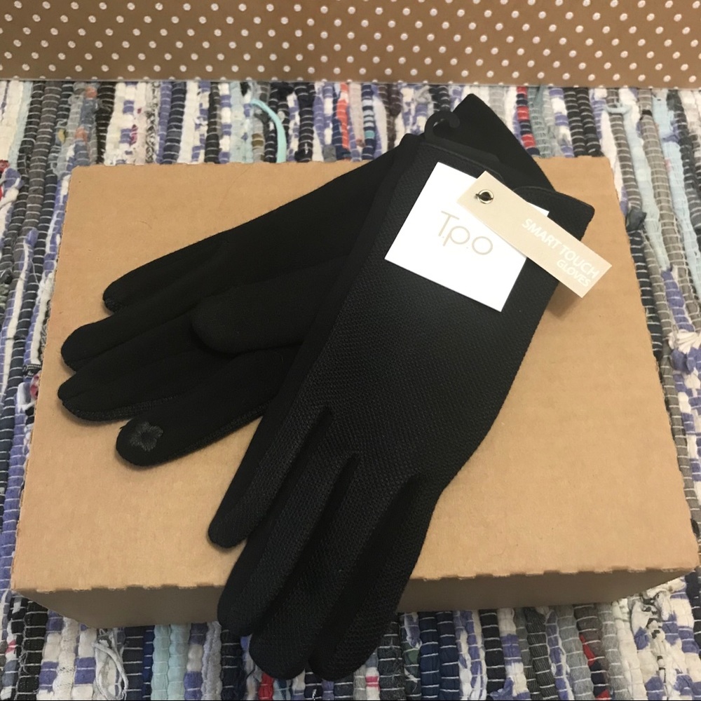🌲Black Tweed Warm Soft Button Smart Touch Gloves - Picture 1 of 6